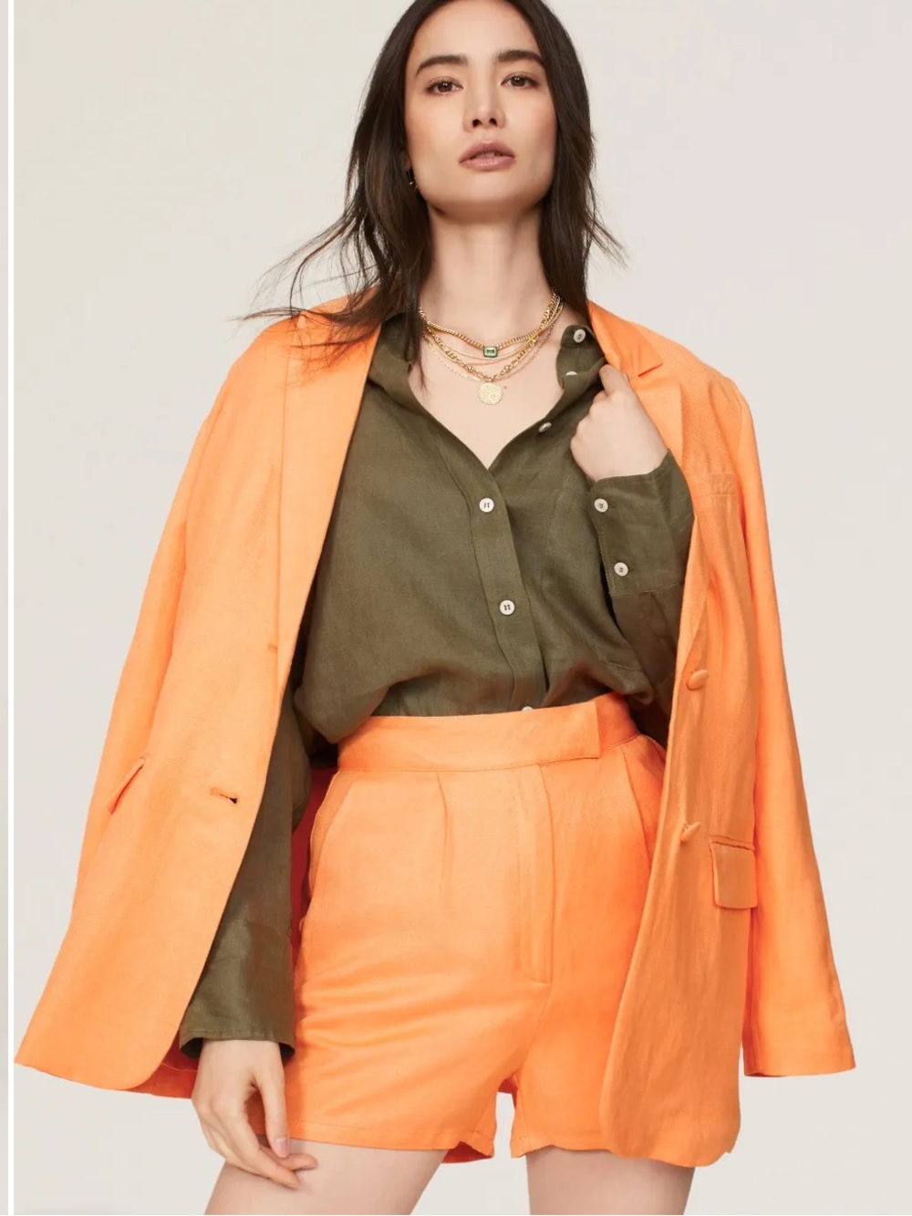 Ashley‎ Park x RTR Orange Linen Shorts and blazer set Medium M